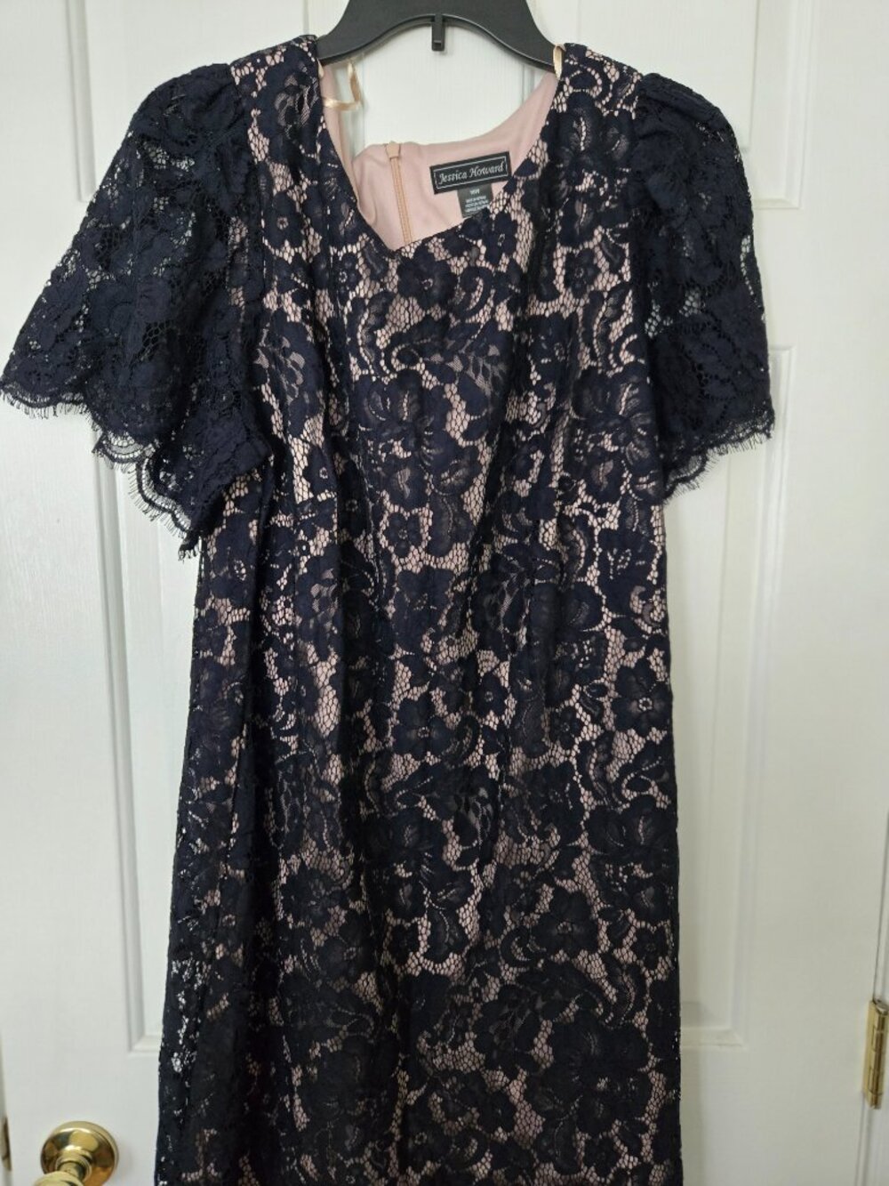 Jessica Howard Dark Blue Lace , Fully lined Dress 16W - Like New
